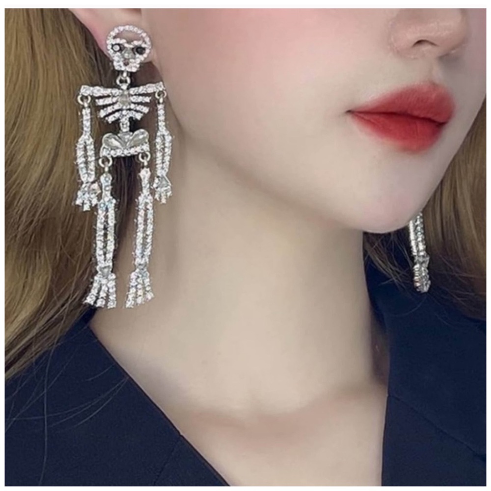 BAUBLEBAR • Halloween Bones Skeleton Crystal Statement Earrings - Picture 2 of 6